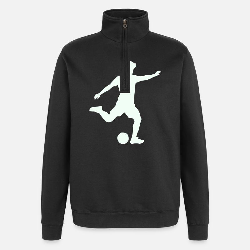 Foosball silhouette in jump - Quarter-Zip Sweatshirt - black