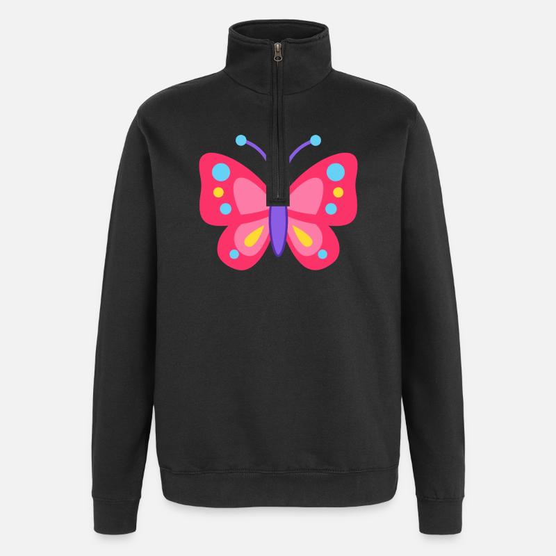 Farbiger Schmetterlingstraum - Quarter-Zip-Sweatshirt - Schwarz