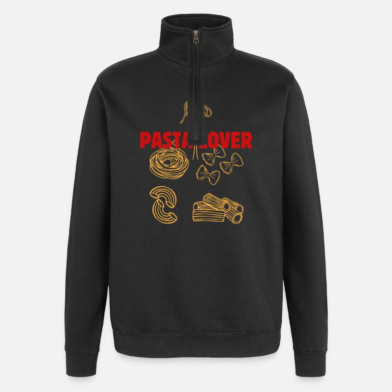 Motif Pasta Lover - Sweat à zip 1/4 - noir