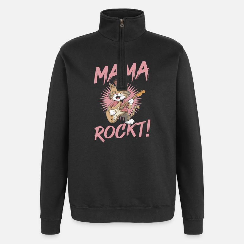 Maman Chat Maman Rocker Cool - Sweat à zip 1/4 - noir