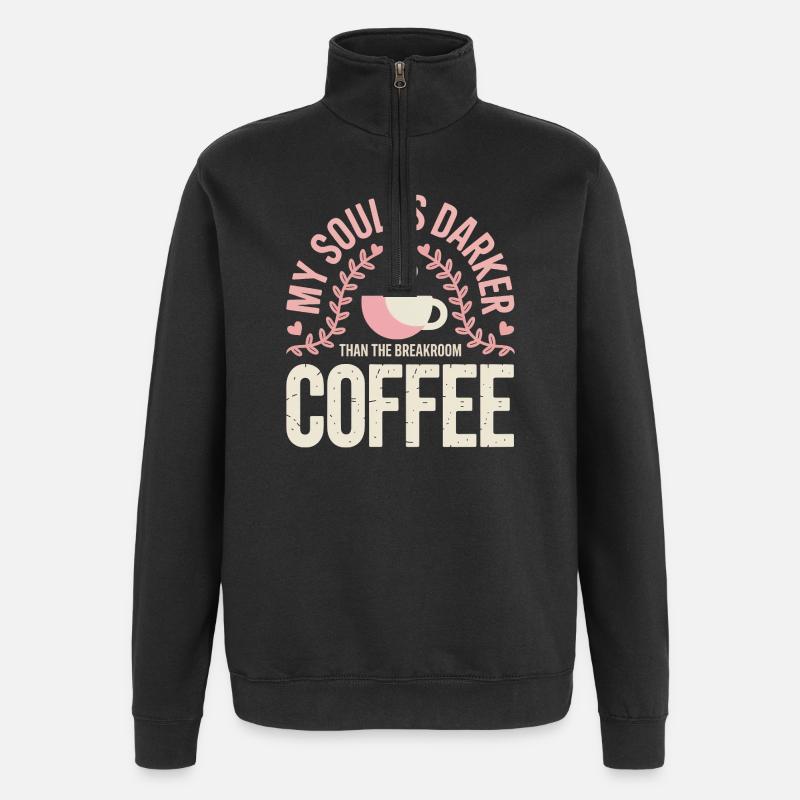 Dark Roast Soul Kaffee - Quarter-Zip-Sweatshirt - Schwarz