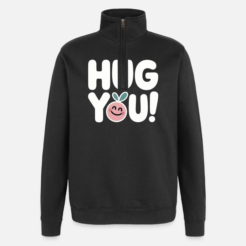 Hug You - fun design - Quarter-Zip Sweatshirt - black