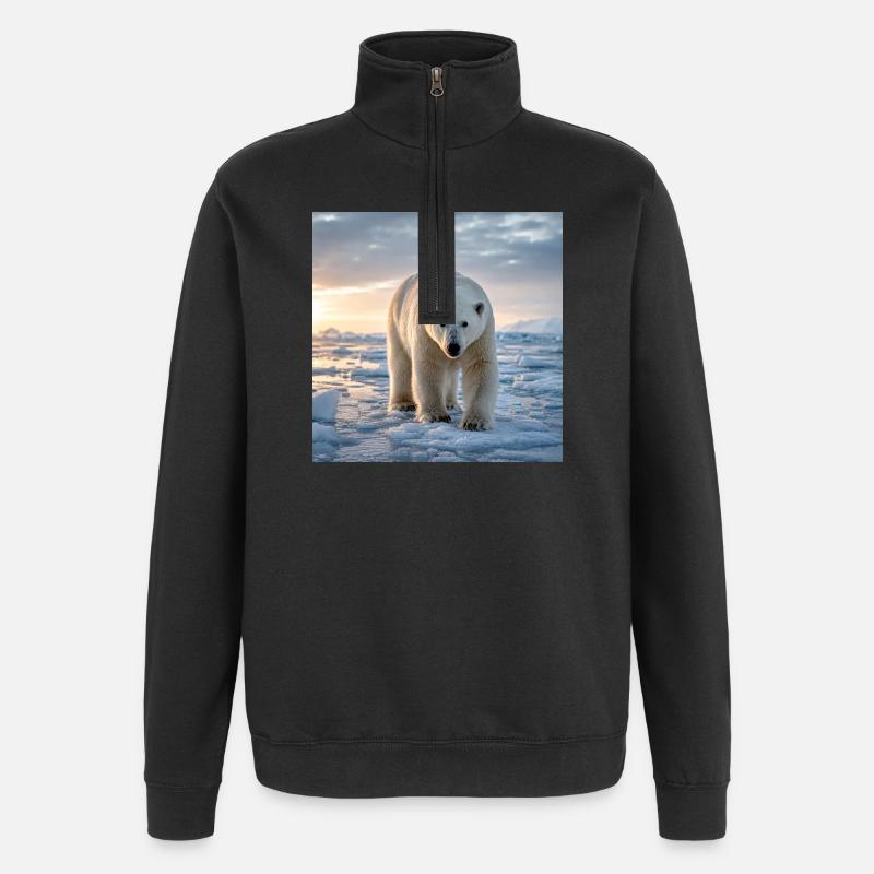 Arktisk isbjörn på is - Quarter-Zip Sweatshirt - black