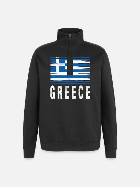 Brushstroke Flag Greece - Quarter-Zip Sweatshirt - black