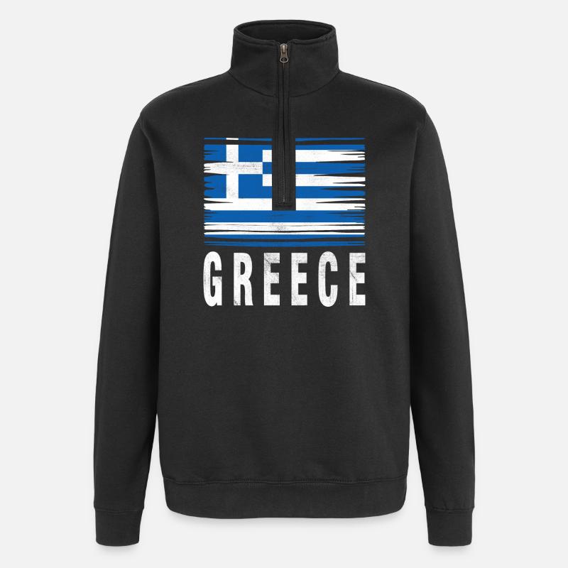 Drapeau au pinceau Grèce - Sweat à zip 1/4 - noir