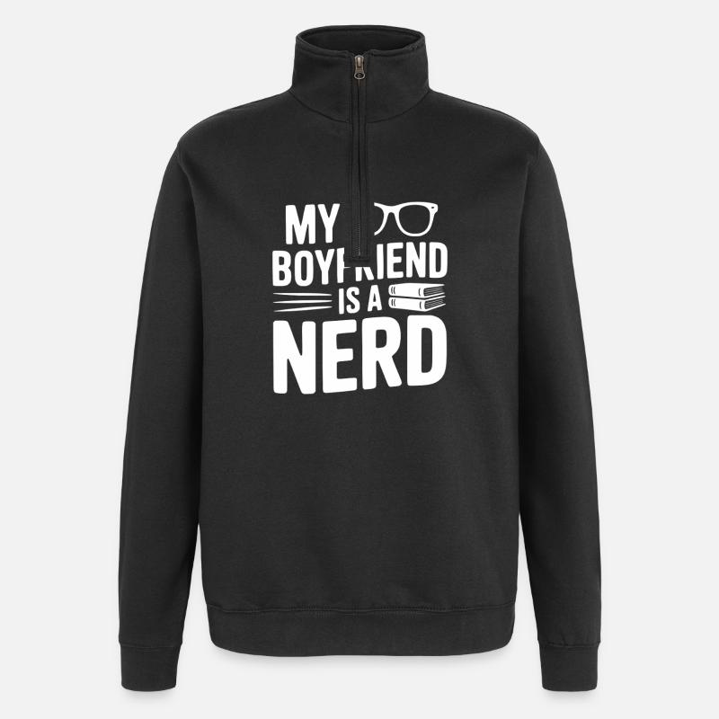 Mon copain est un nerd - Sweat à zip 1/4 - noir