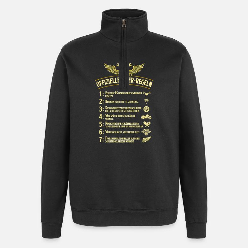 Offizielle Biker Regeln Motorrad Spruch - Quarter-Zip-Sweatshirt - Schwarz