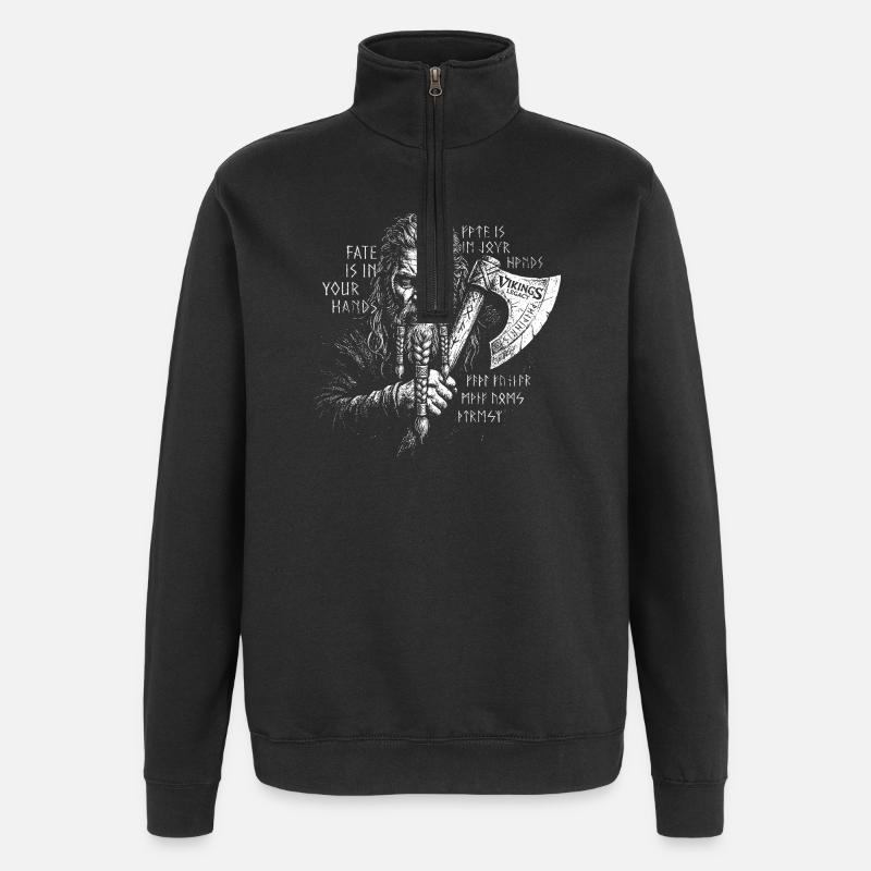 Fate is in your Hands - Quarter-Zip Sweatshirt - black