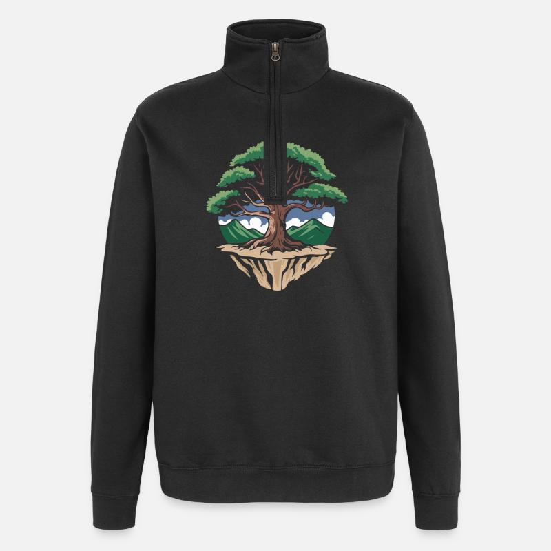 Tree Island Circle Landscape - Quarter-Zip Sweatshirt - black