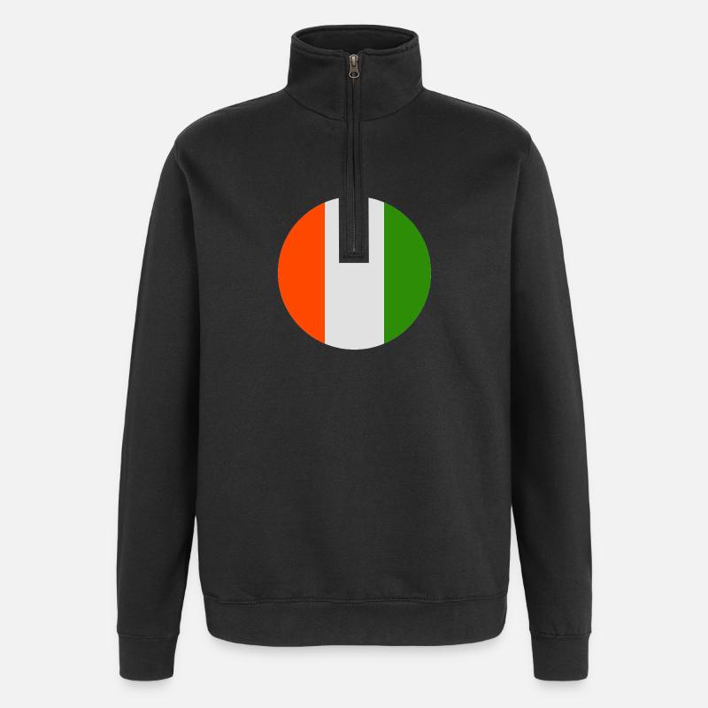 Runde irische Flagge - Quarter-Zip-Sweatshirt - Schwarz