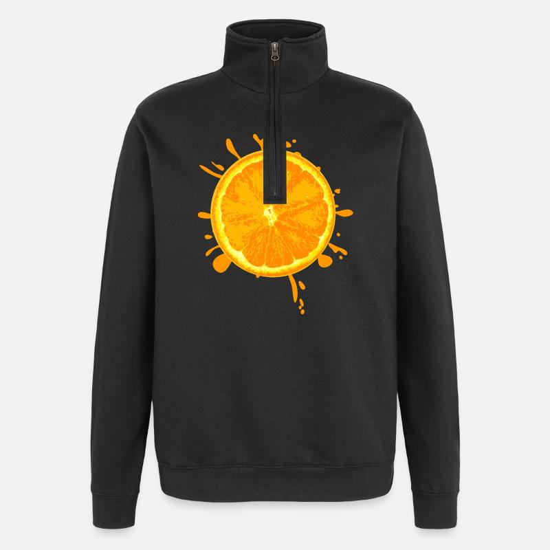 Orange Slice Splash Design - Quarter-Zip Sweatshirt - black
