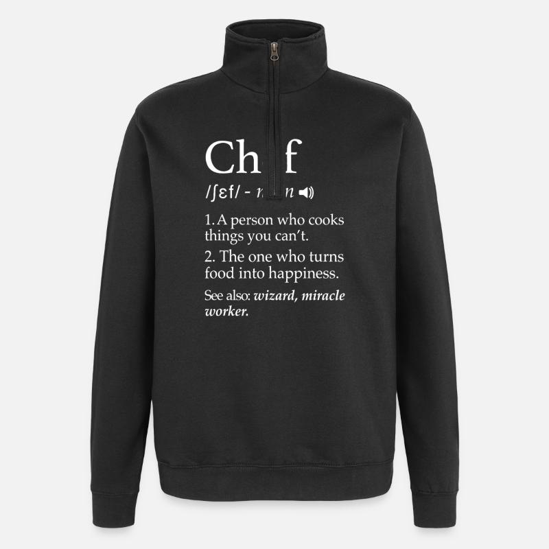 Chef Wizard: Food Happiness Quote - Quarter-Zip Sweatshirt - black