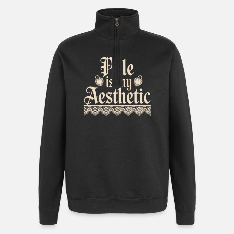 Pale Aesthetic Lace Typography - Quarter-Zip Sweatshirt - black