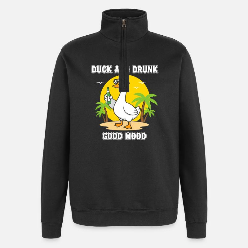 Duck et Ivresse - Sweat à zip 1/4 - noir