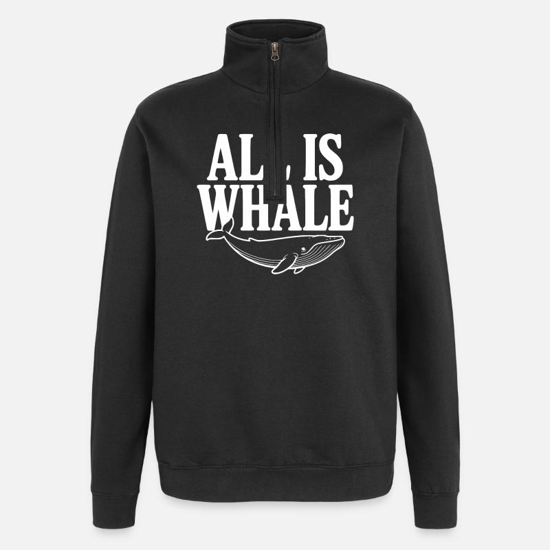 Tout est une baleine - Sweat à zip 1/4 - noir