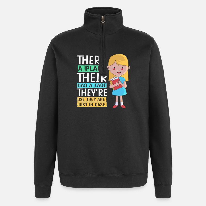 Grammar English Spelling - Quarter-Zip Sweatshirt - black