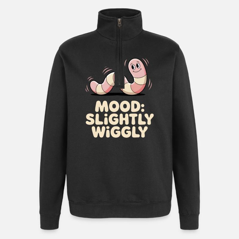 Slightly wobbly | Worm Mood - Quarter-Zip Sweatshirt - black