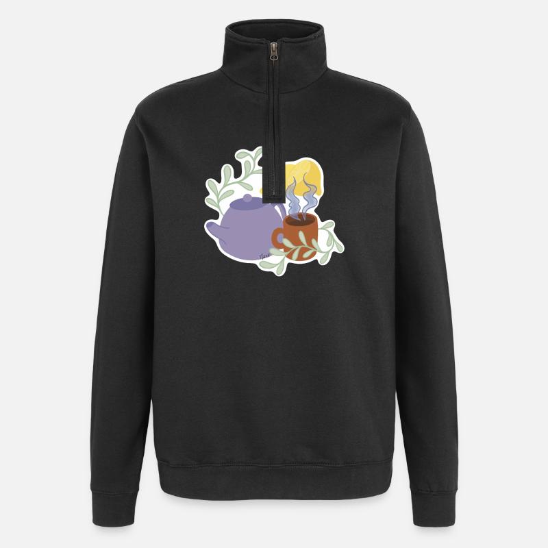 Citron thé - Sweat à zip 1/4 - noir