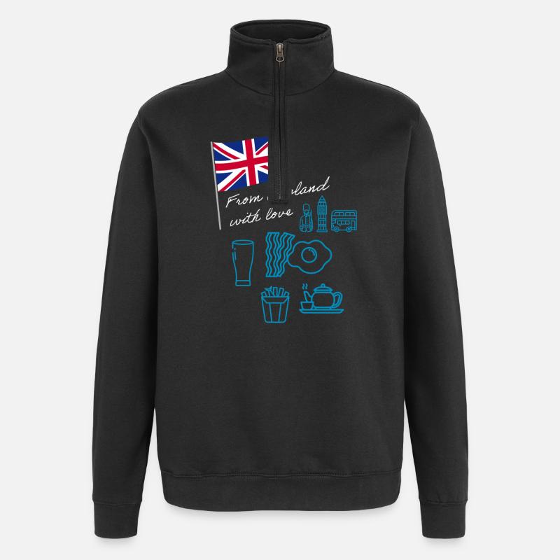 EXANGLIA (Blue + White Text) - Quarter-Zip Sweatshirt - black