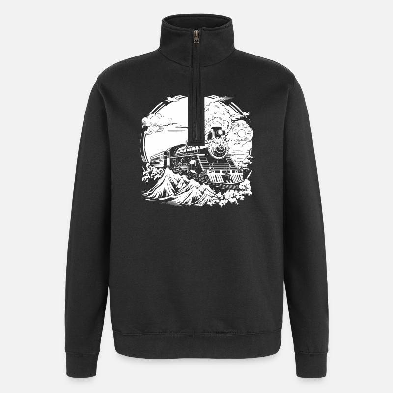 Chemin de fer - Sweat à zip 1/4 - noir