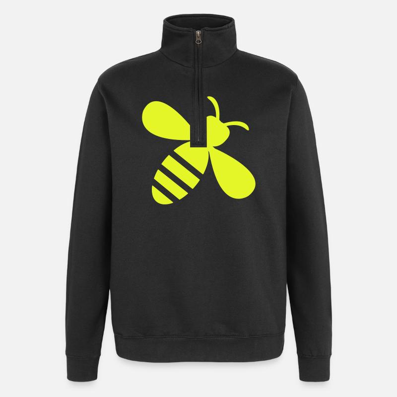 Neon Bee Yellow on Black - Quarter-Zip Sweatshirt - black