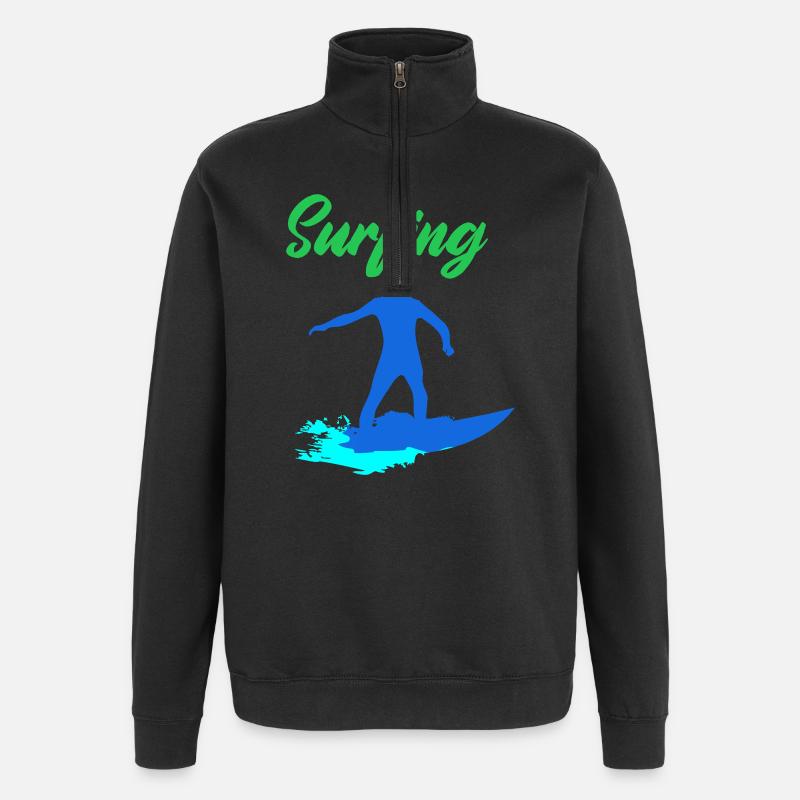 Surfeur - Sweat à zip 1/4 - noir
