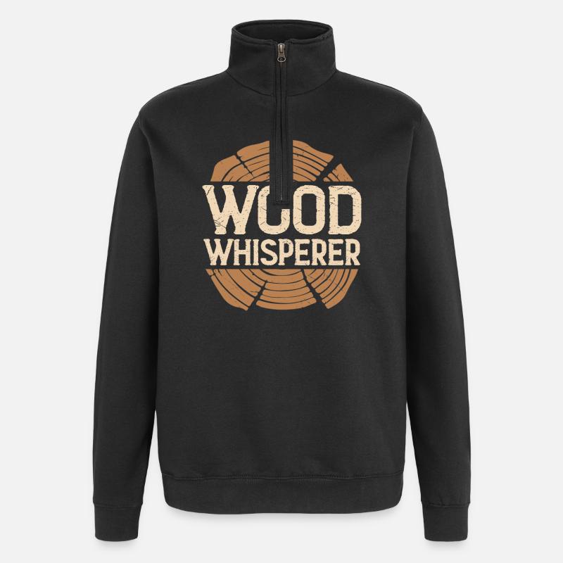 Holzflüsterer Logo Woodwisperer Holzarbeit - Quarter-Zip-Sweatshirt - Schwarz