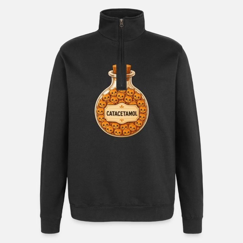 Bouteille de catacétamol de chats - Sweat à zip 1/4 - noir