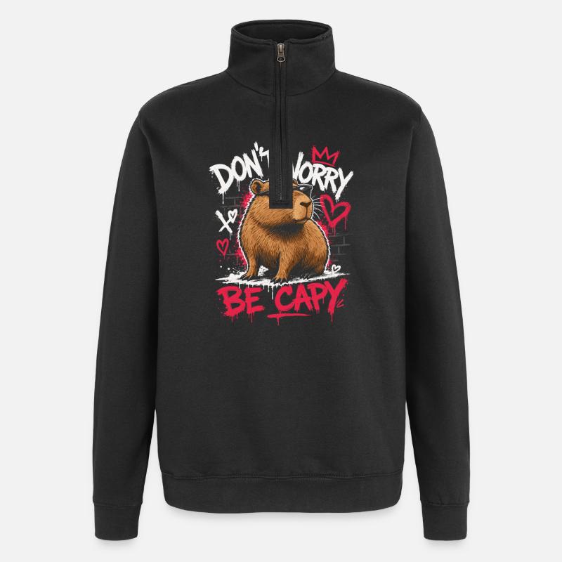 Ne t’inquiète pas, sois capy - Sweat à zip 1/4 - noir