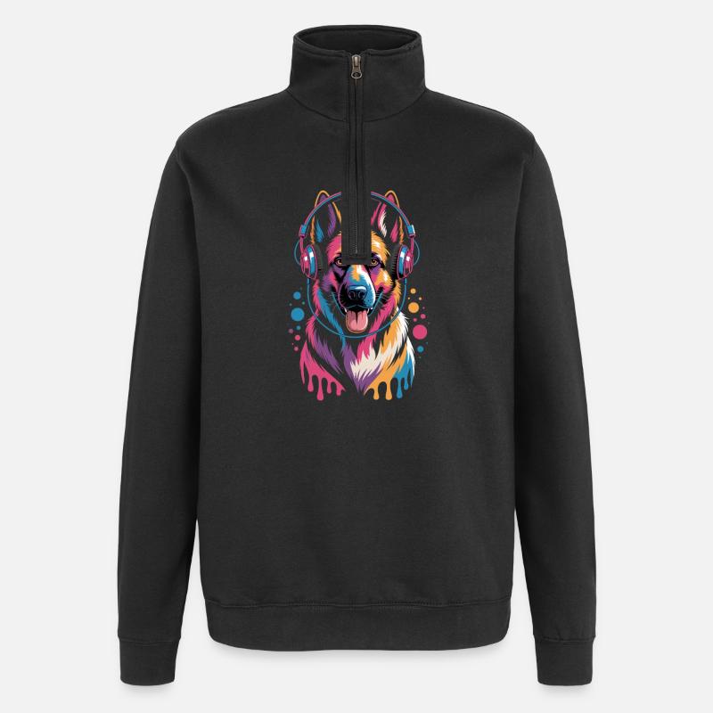 Deutscher Schäferhund - Quarter-Zip-Sweatshirt - Schwarz