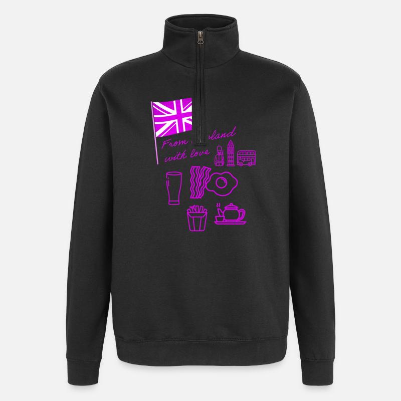 EXANGLIA (Violet) - Sweat à zip 1/4 - noir