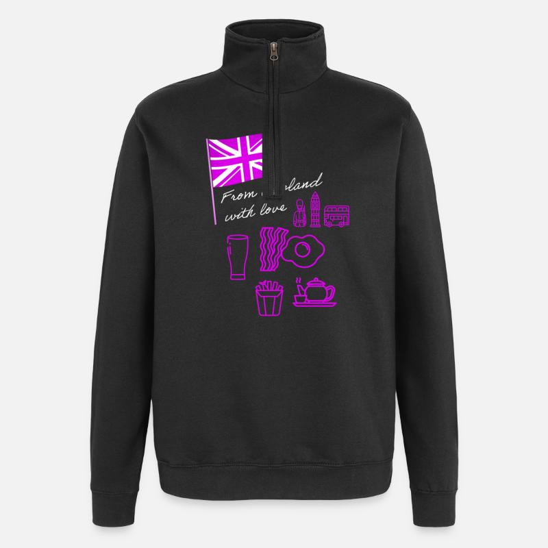 EXANGLIA (Texte violet + blanc) - Sweat à zip 1/4 - noir