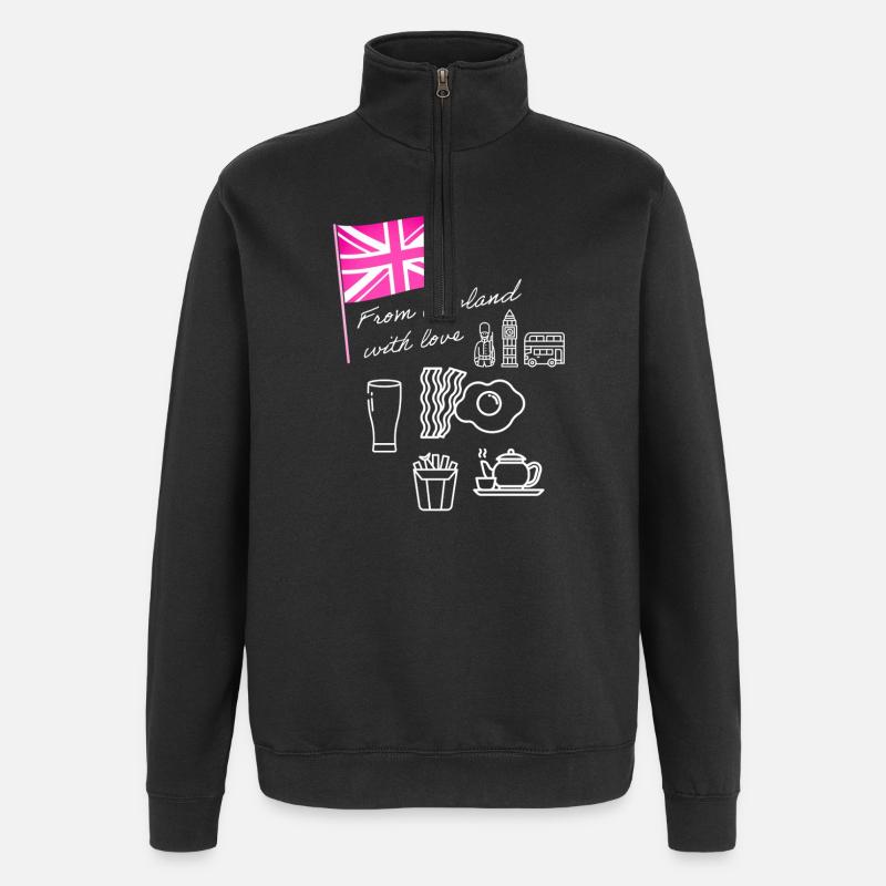 EXANGLIA (Pink + White) - Quarter-Zip Sweatshirt - black