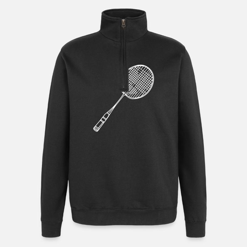 Badmintonschläger Zeichnung - Quarter-Zip-Sweatshirt - Schwarz