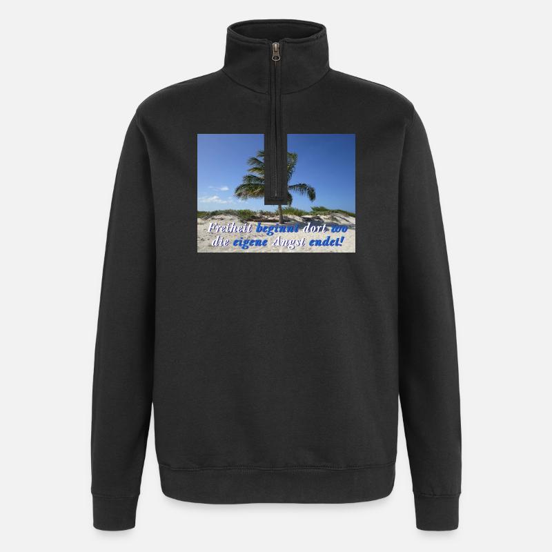 Freiheit - Quarter-Zip-Sweatshirt - Schwarz
