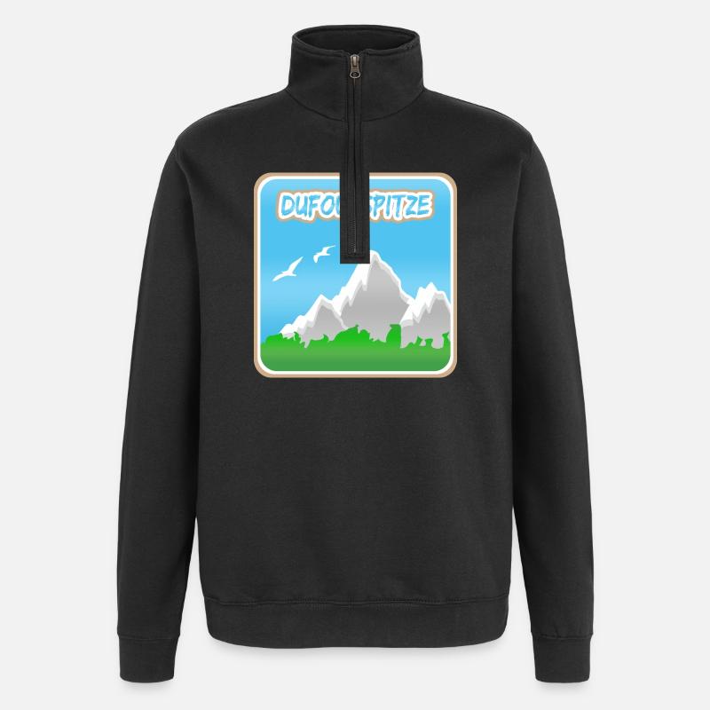 Dufourspitze als Berg - Quarter-Zip-Sweatshirt - Schwarz