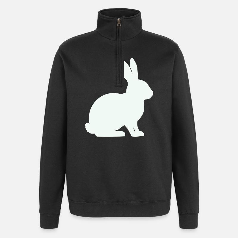 Bunny Silhouette Minimal - Sweat à zip 1/4 - noir