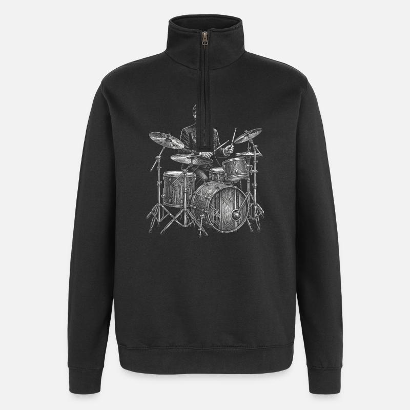 Herbert Hoover spielt Schlagzeug - Quarter-Zip-Sweatshirt - Schwarz