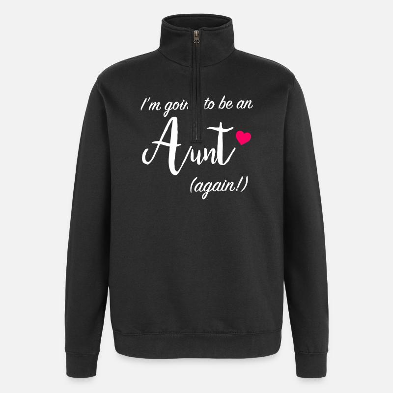 Aunt Again Announcement Tee - Quarter-Zip Sweatshirt - black