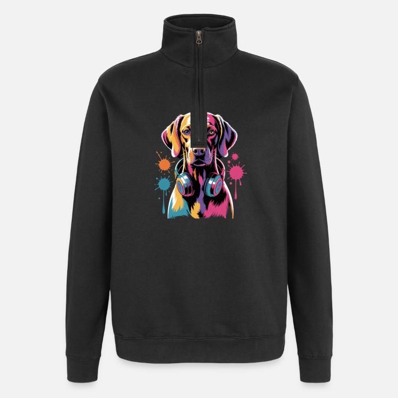 Viszla avec un casque - Sweat à zip 1/4 - noir