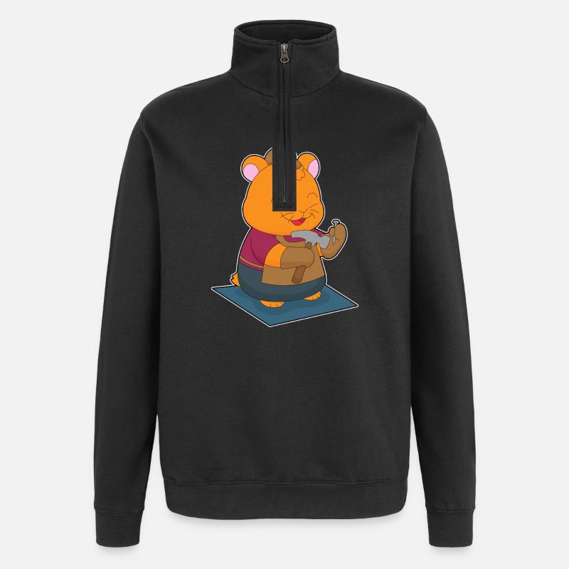 Hamster Carpenter Hammer Craft - Quarter-Zip Sweatshirt - black