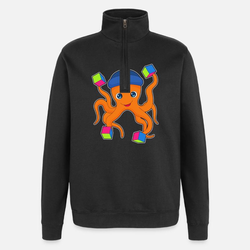 Cube de pieuvre - Sweat à zip 1/4 - noir