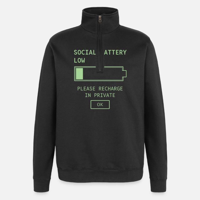 Batterie sociale faible - Sweat à zip 1/4 - noir