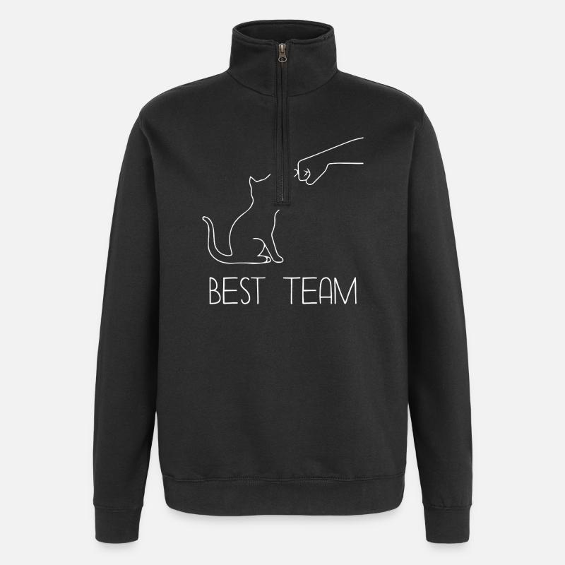 Patte de chat drôle - Sweat à zip 1/4 - noir