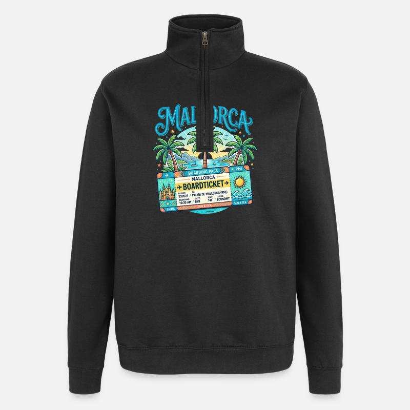 Mallorca Boarding Pass – Sommer Urlaub - Quarter-Zip-Sweatshirt - Schwarz
