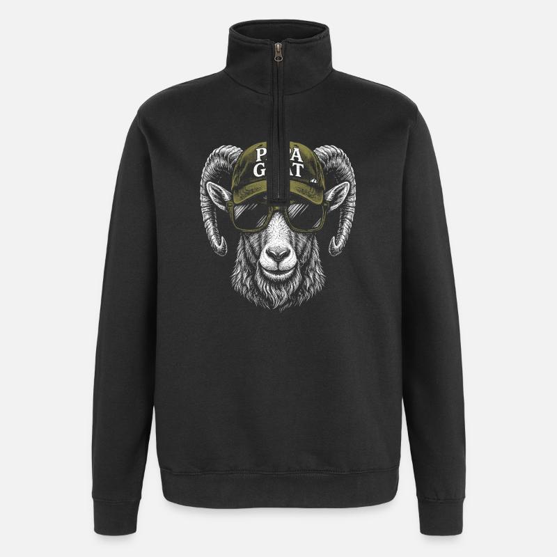 Papa Goat Cap Retro Hipster - Quarter-Zip-Sweatshirt - Schwarz
