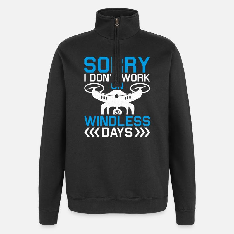 Windless Drone Saying - Quarter-Zip Sweatshirt - black