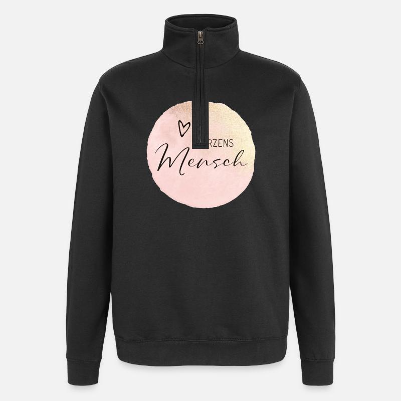 Herzensmensch - Quarter-Zip-Sweatshirt - Schwarz