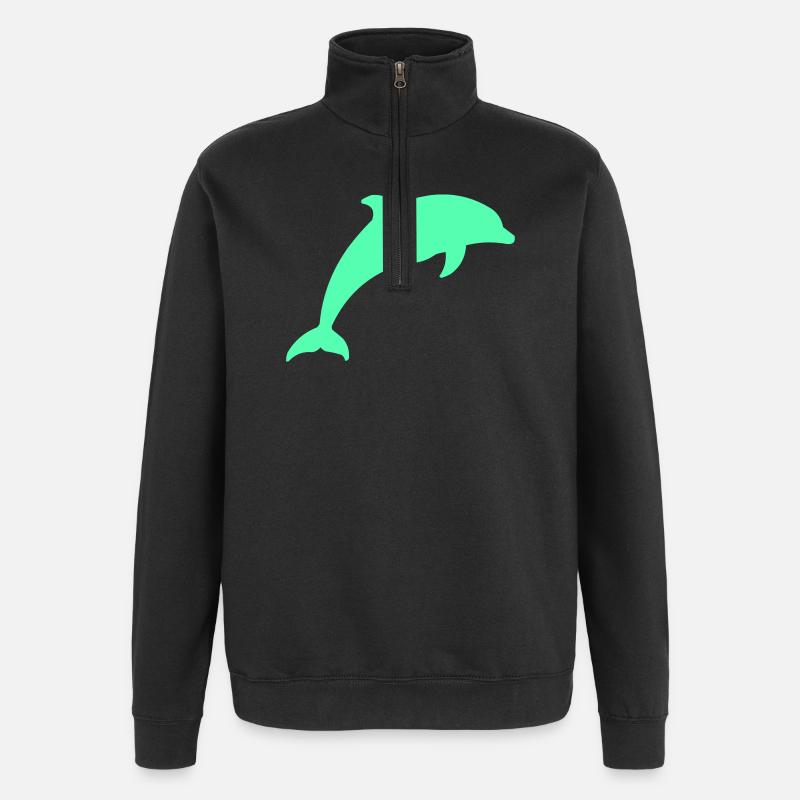 Silhouette de dauphin lumineux - Sweat à zip 1/4 - noir