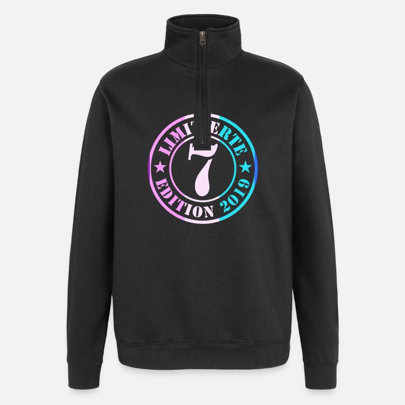 7e anniversaire garçon fille - Sweat à zip 1/4 - noir